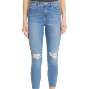 L'AGENCE Margot Ripped High Waist Crop Skinny Jeans (Syracuse) Size 32